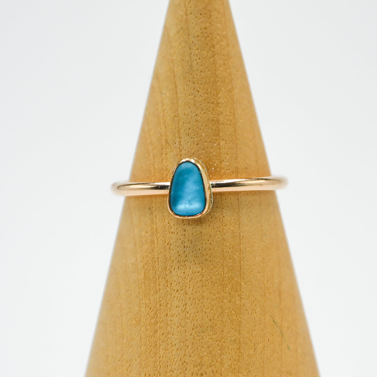 Gold fill turquoise sea glass size 6