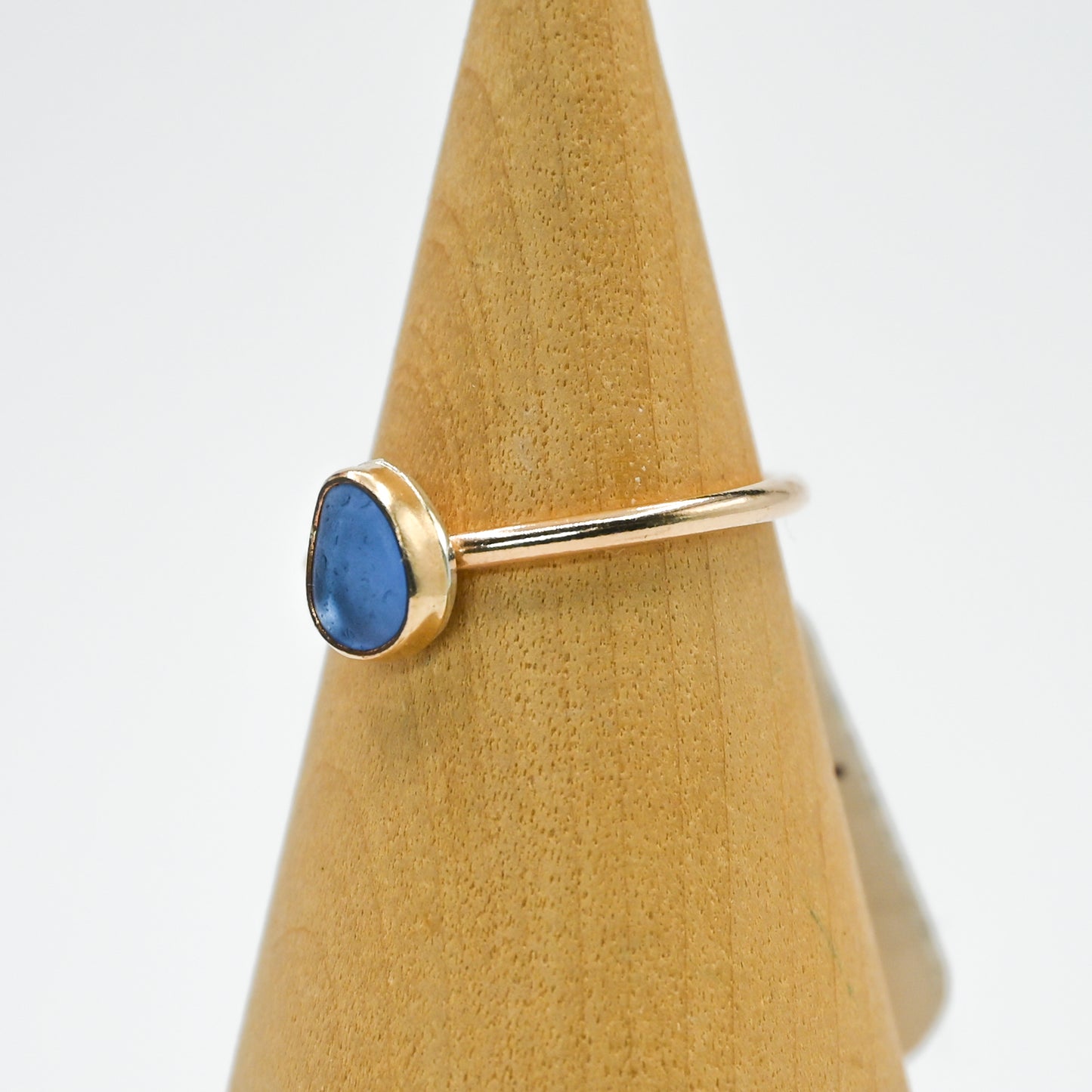 Gold fill cornflower sea glass size 6