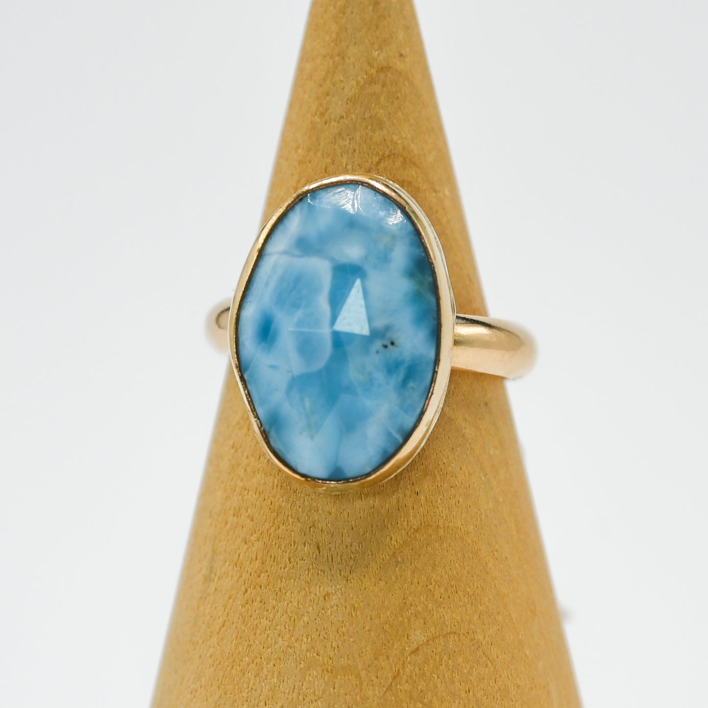 Gold fill xl rose cut larimar size 6