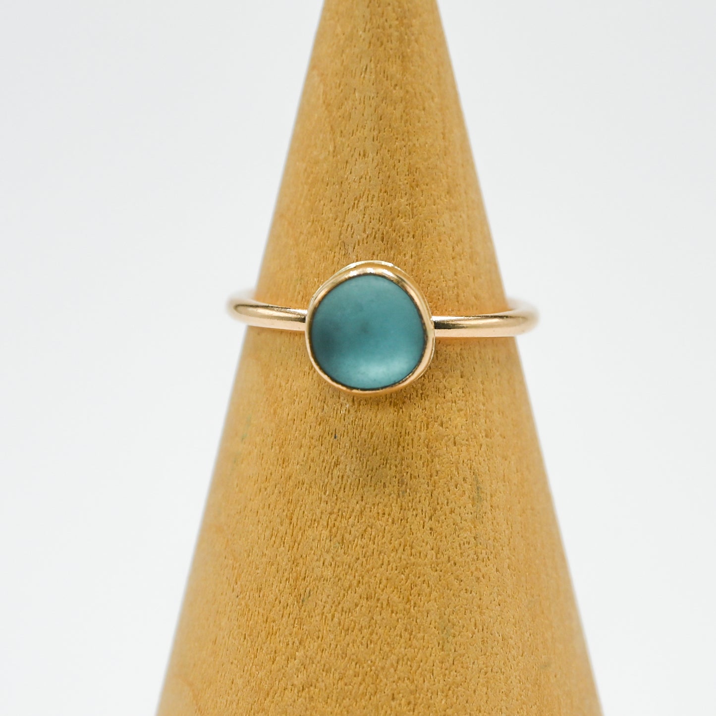 Gold fill aqua sea glass size 6.5