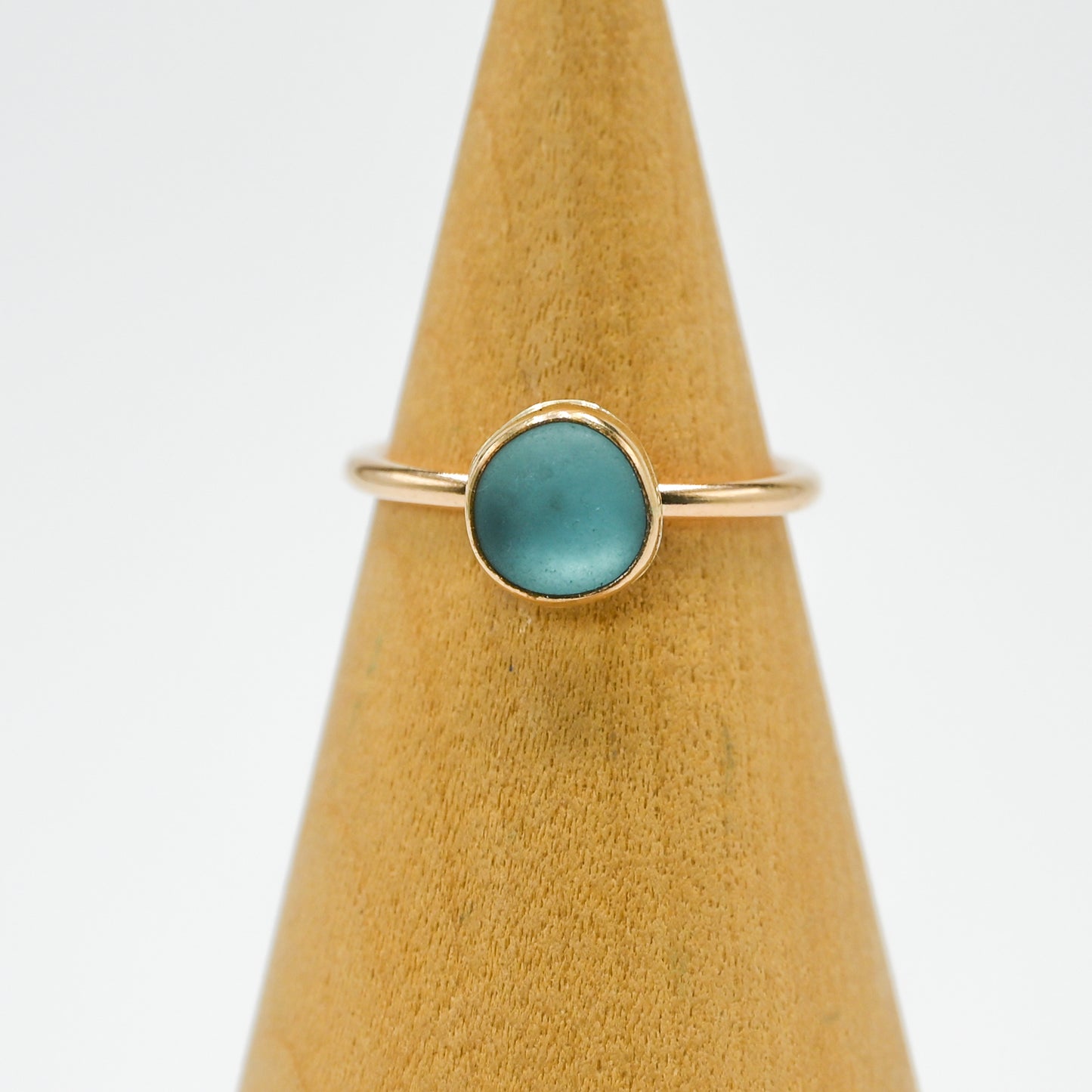 Gold fill aqua sea glass size 6.5