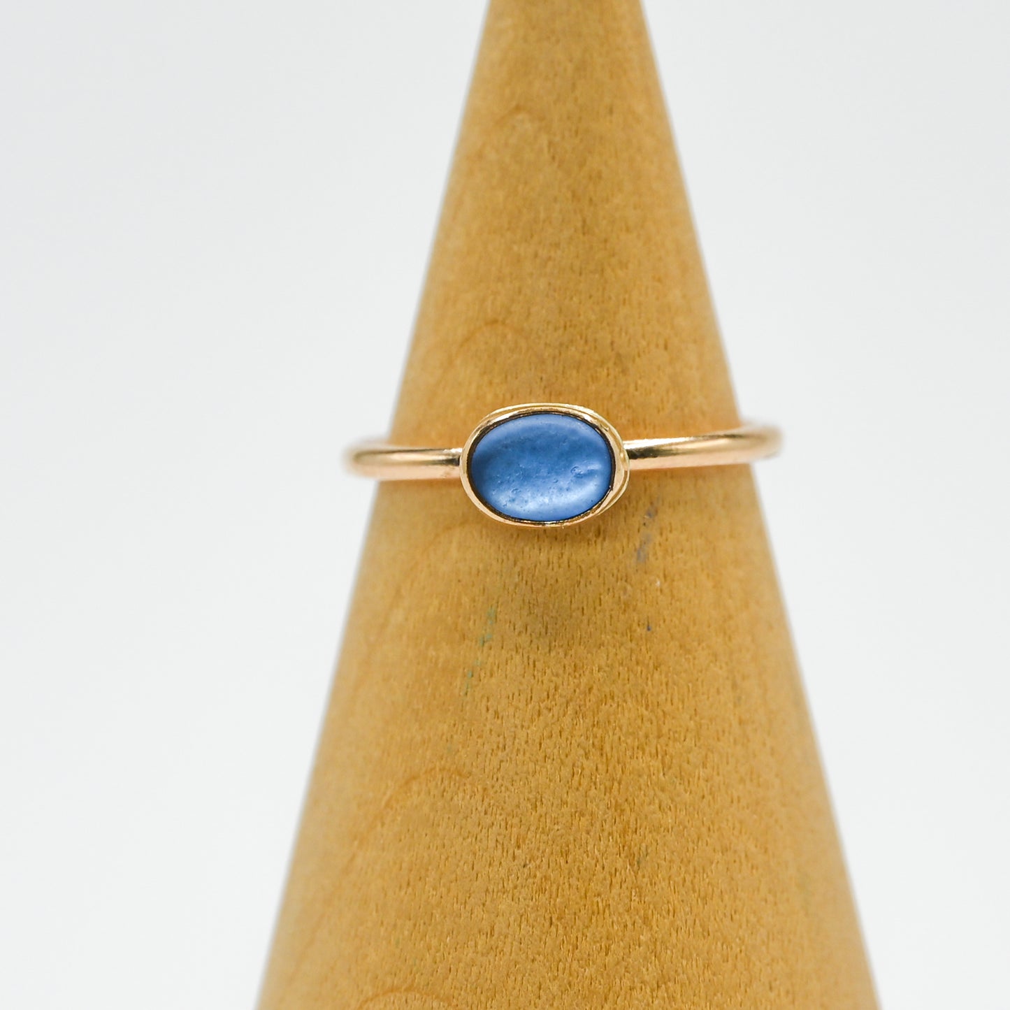 Gold fill mini horizontal cornflower sea glass size 6.5