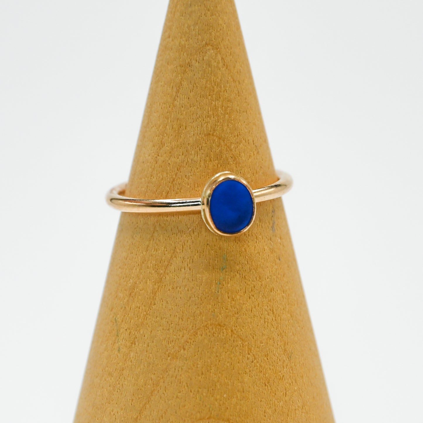 Gold fill cobalt sea glass size 6.5