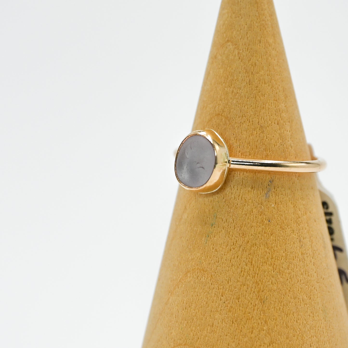 Gold fill lavender sea glass size 6.5