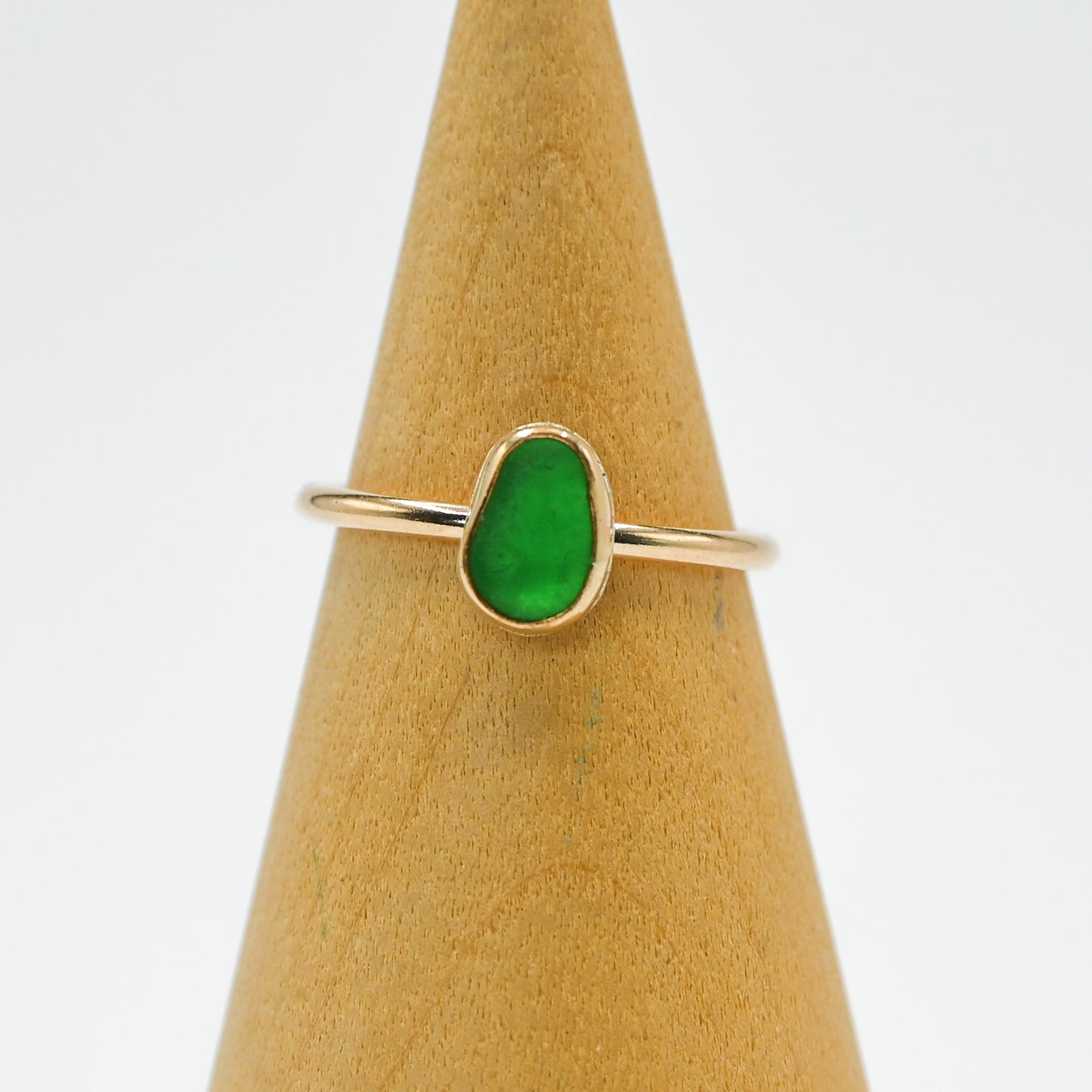 Gold fill bright green sea glass size 6.75