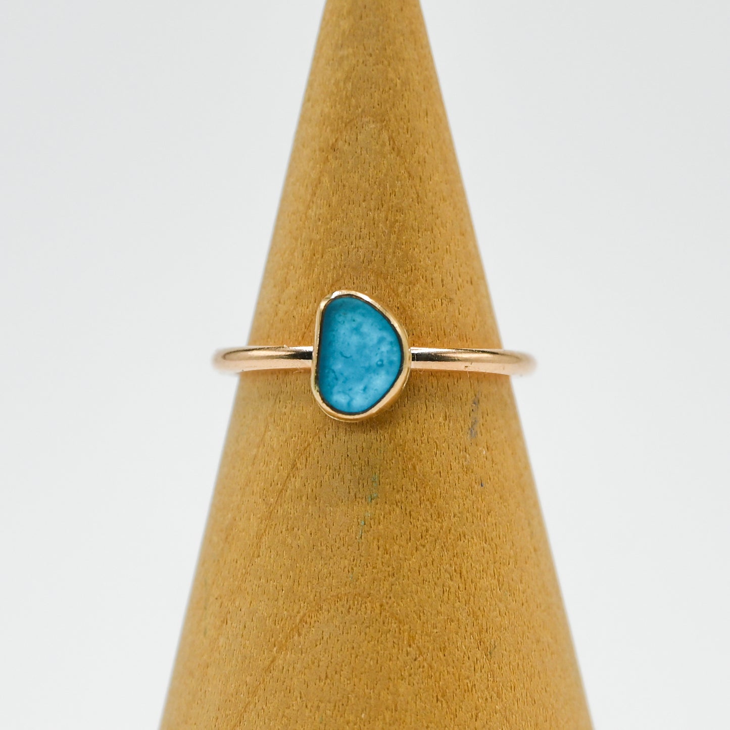 Gold fill turquoise sea glass size 6.75