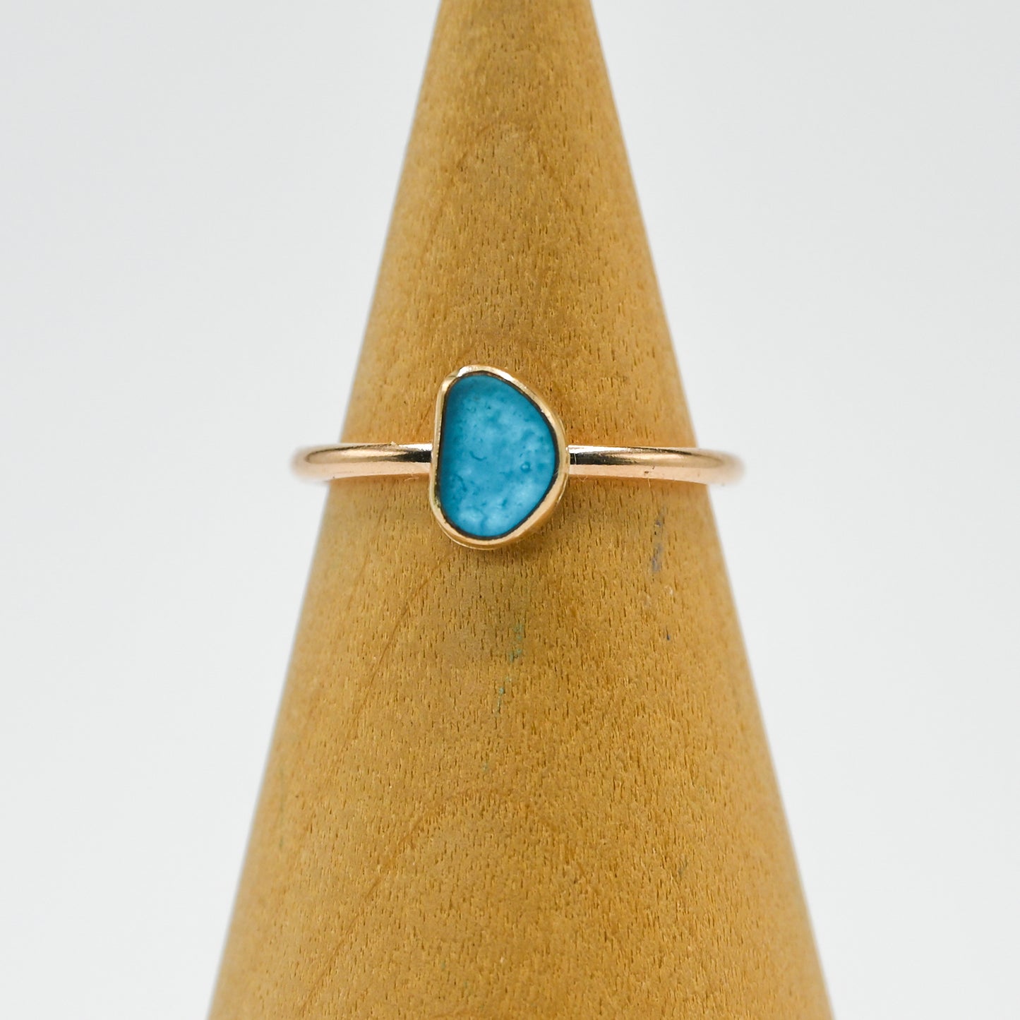 Gold fill turquoise sea glass size 6.75