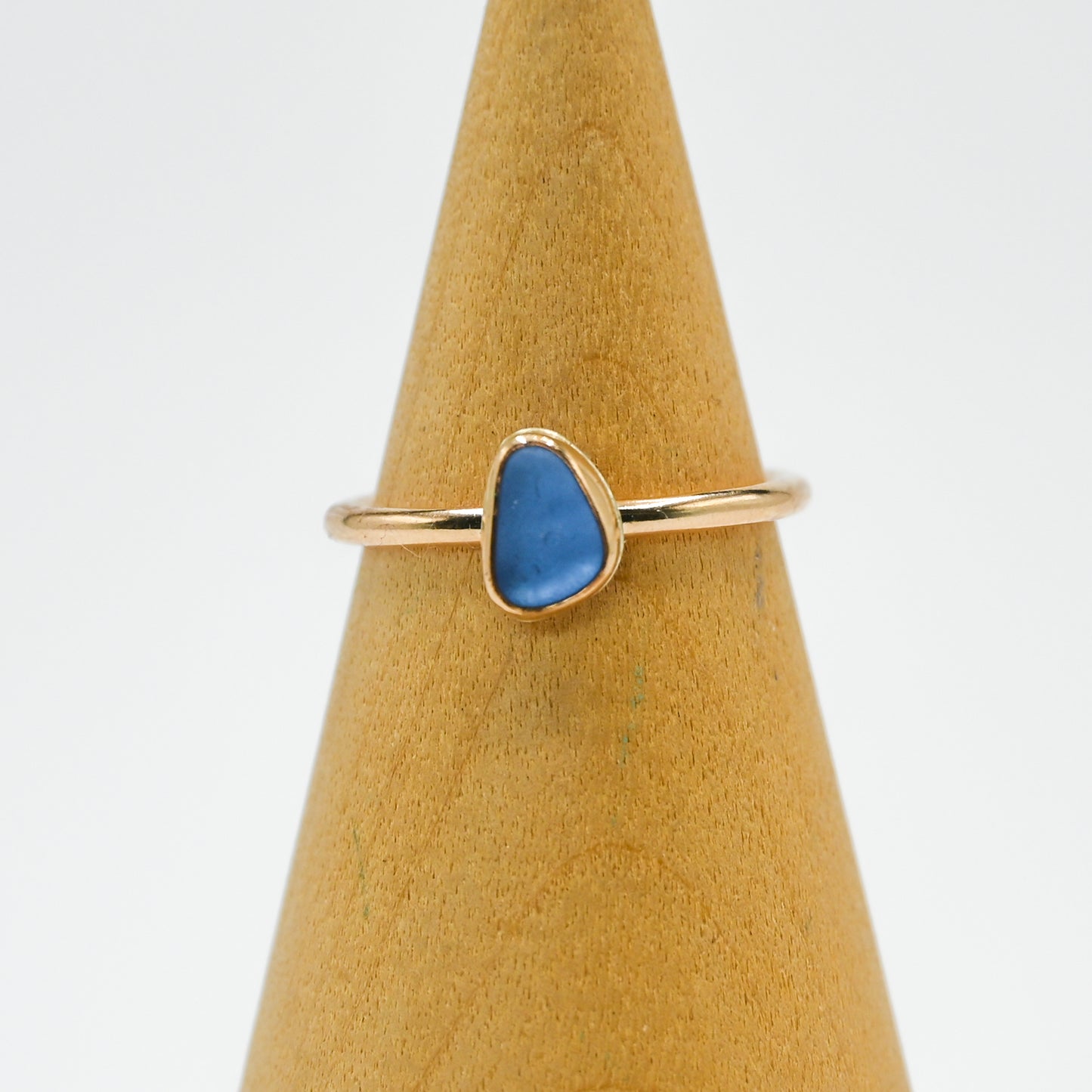 Gold fill cornflower sea glass size 6.75