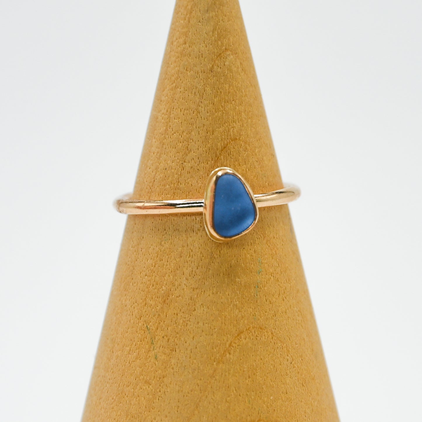 Gold fill cornflower sea glass size 6.75