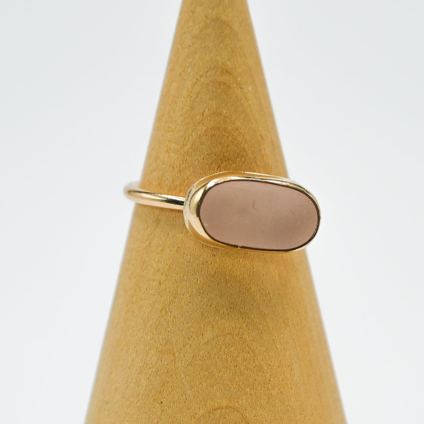 Gold fill horizontal pink sea glass size 7