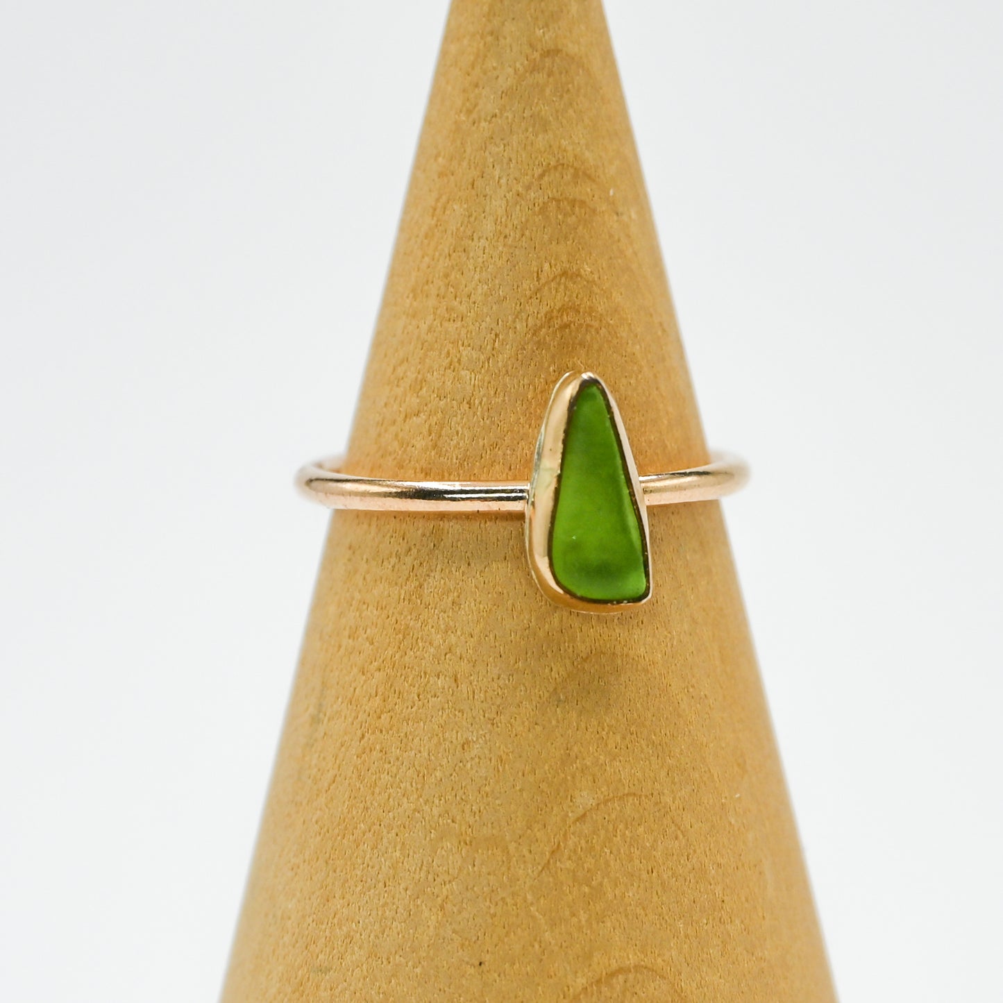 Gold fill lime sea glass size 7