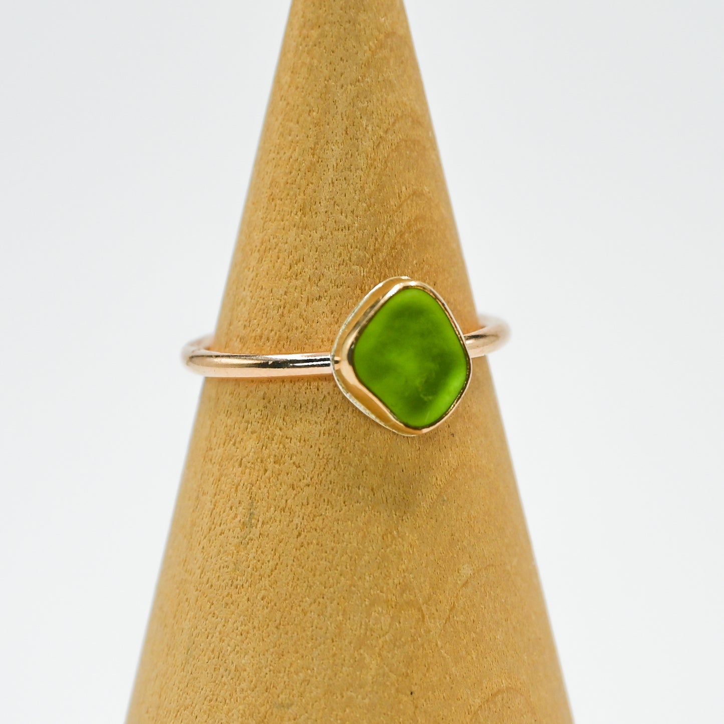 Gold fill lime green sea glass size 7