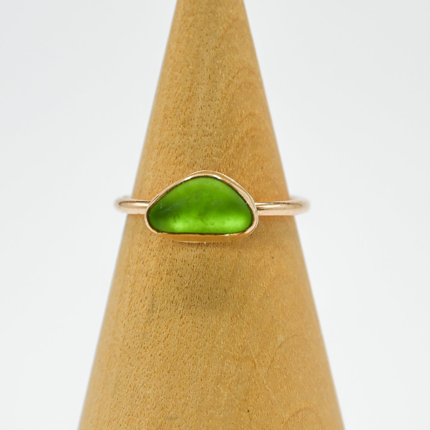 Gold fill lime green sea glass horizontal size 7