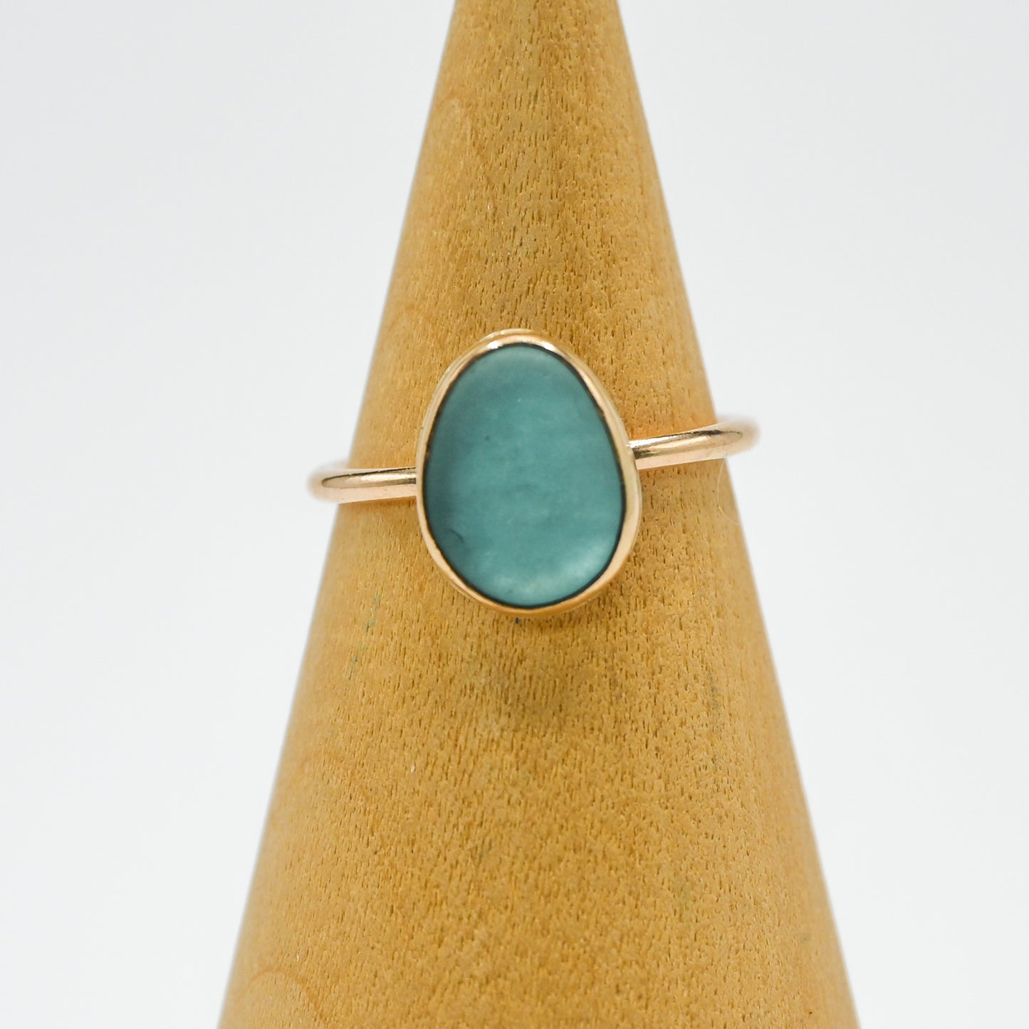 Gold fill aqua sea glass size u7