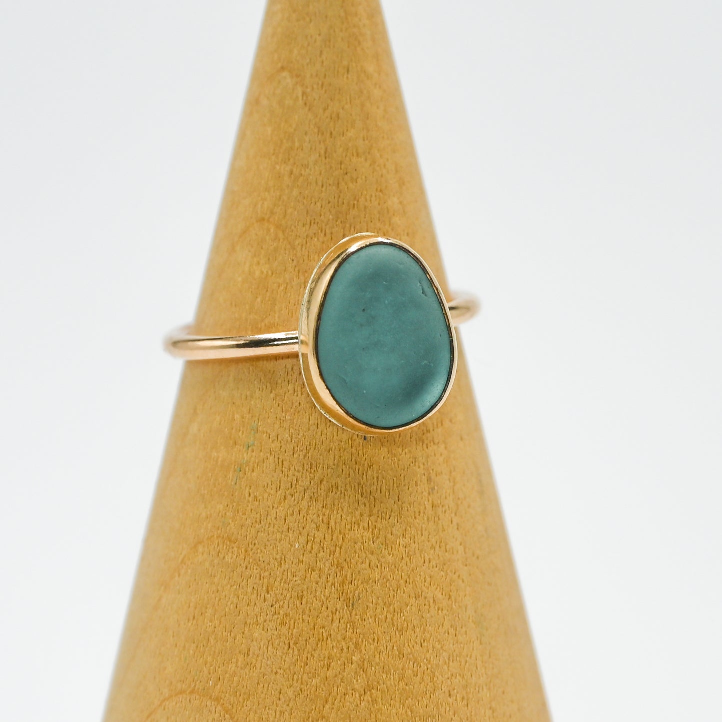 Gold fill aqua sea glass size u7