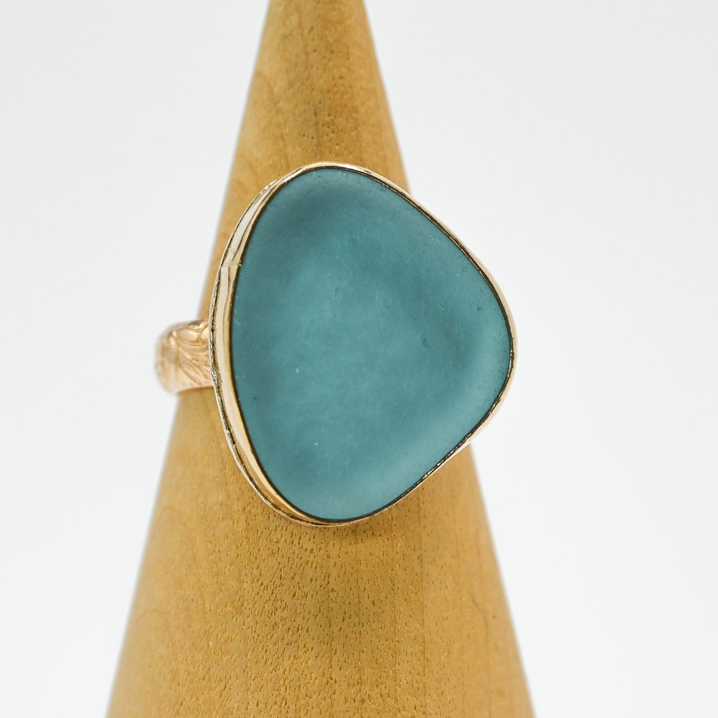 Gold fill xsl aqua sea glass size 7