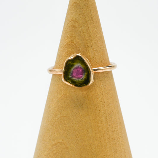 Gold fill watermelon tourmaline slice size 7