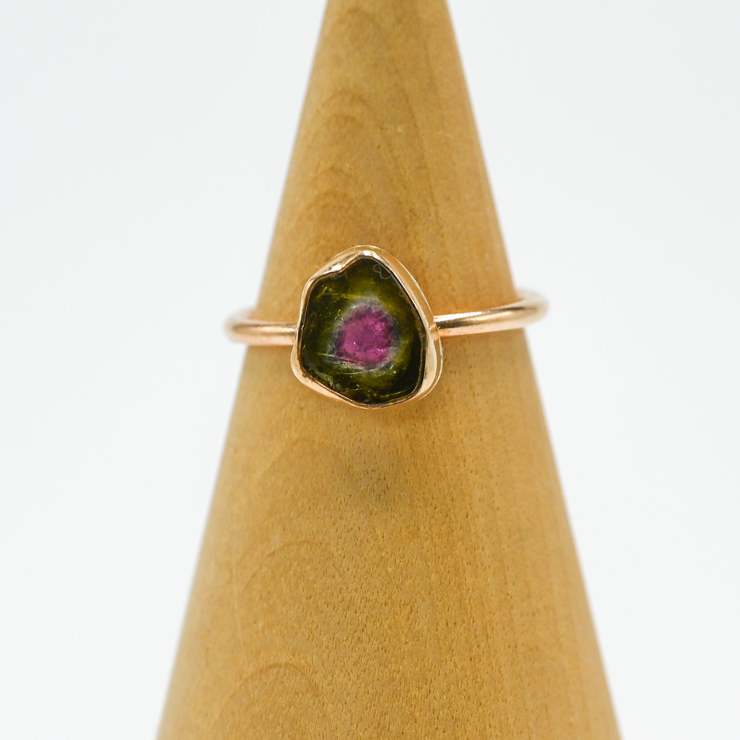 Gold fill watermelon tourmaline slice size 7
