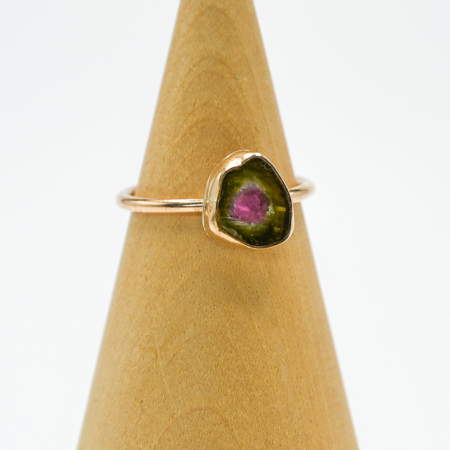 Gold fill watermelon tourmaline slice size 7