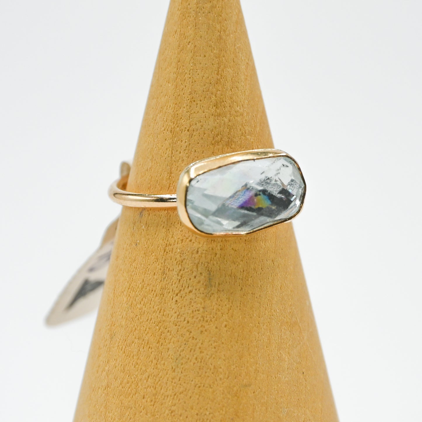 Gold fill horizontal rose cut aquamarine size 7