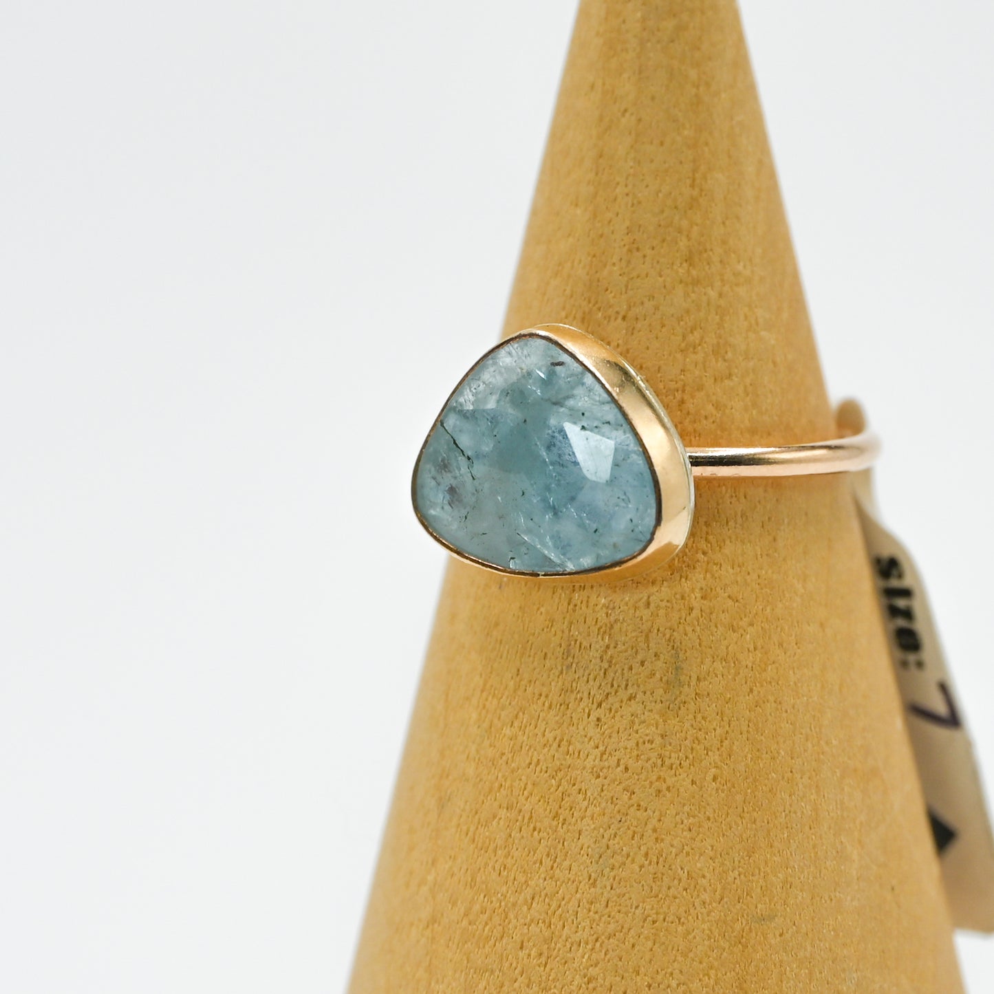 Gold fill rose cut aquamarine size 7