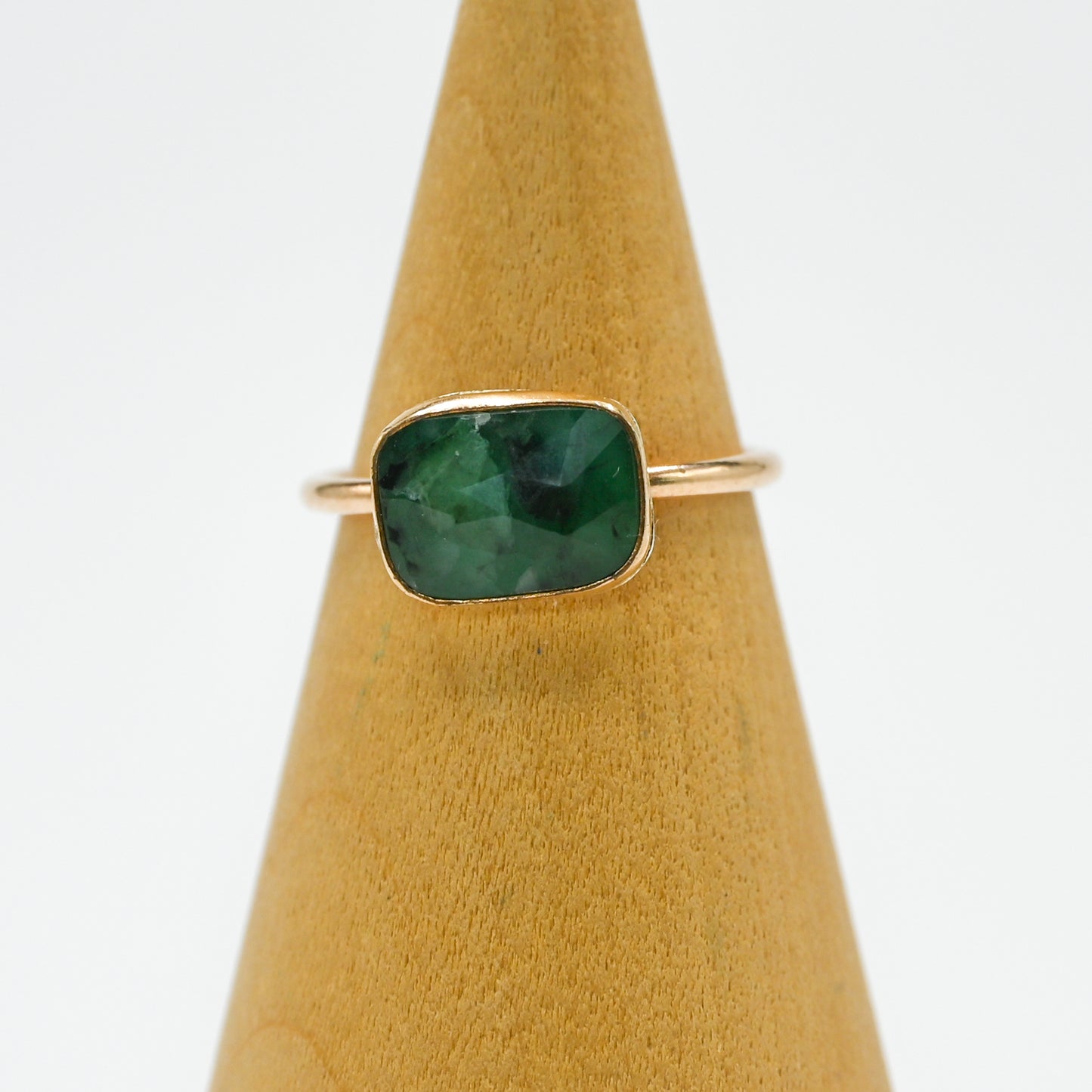 Gold fill horizontal rose cut emerald size 7