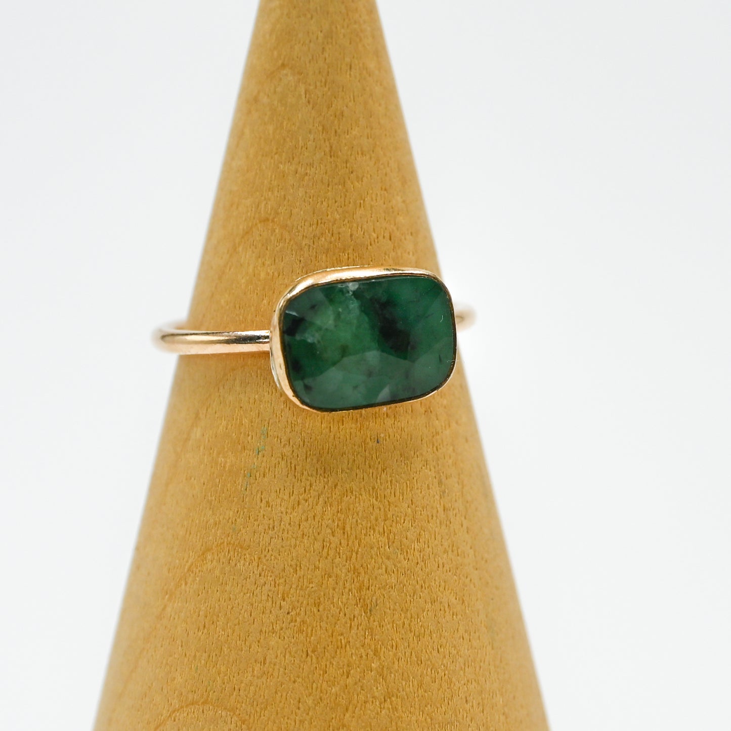 Gold fill horizontal rose cut emerald size 7