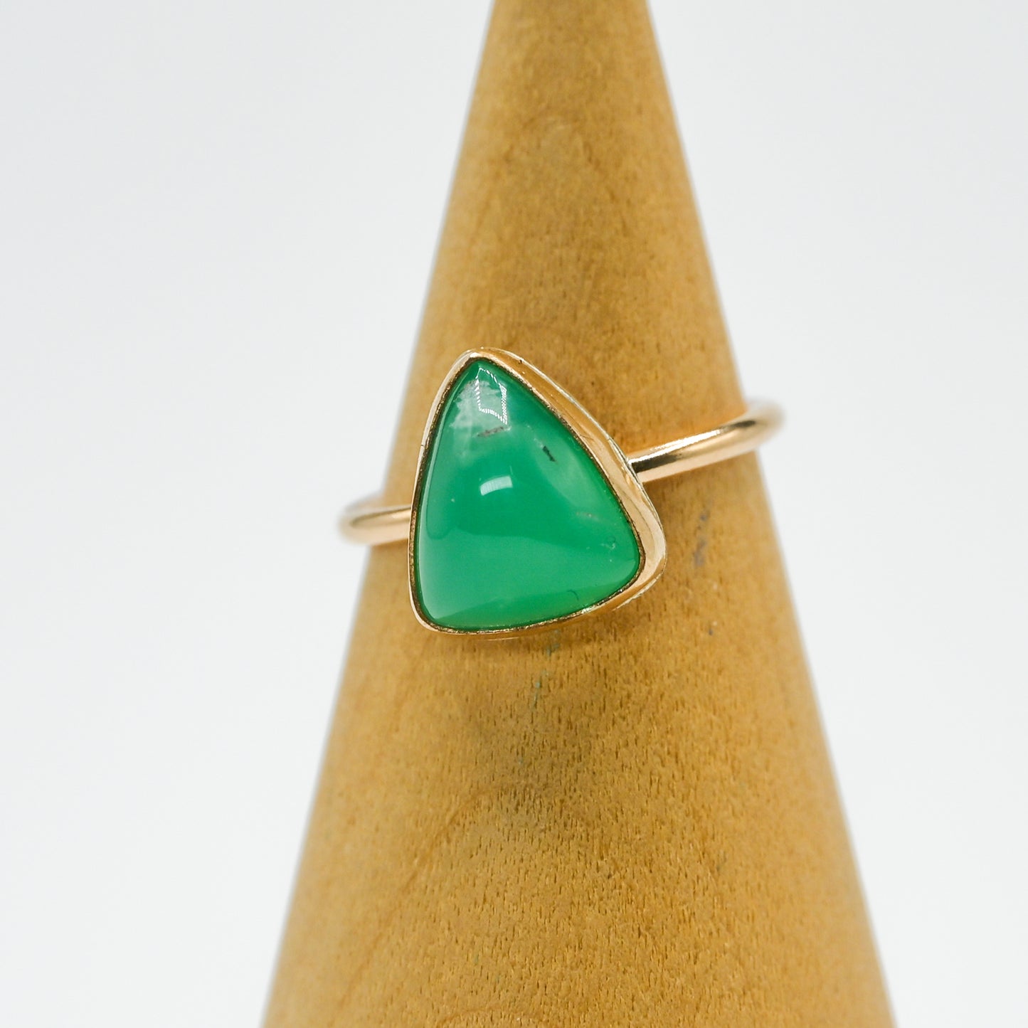 Gold fill glowy triangle chrysoprase size 7