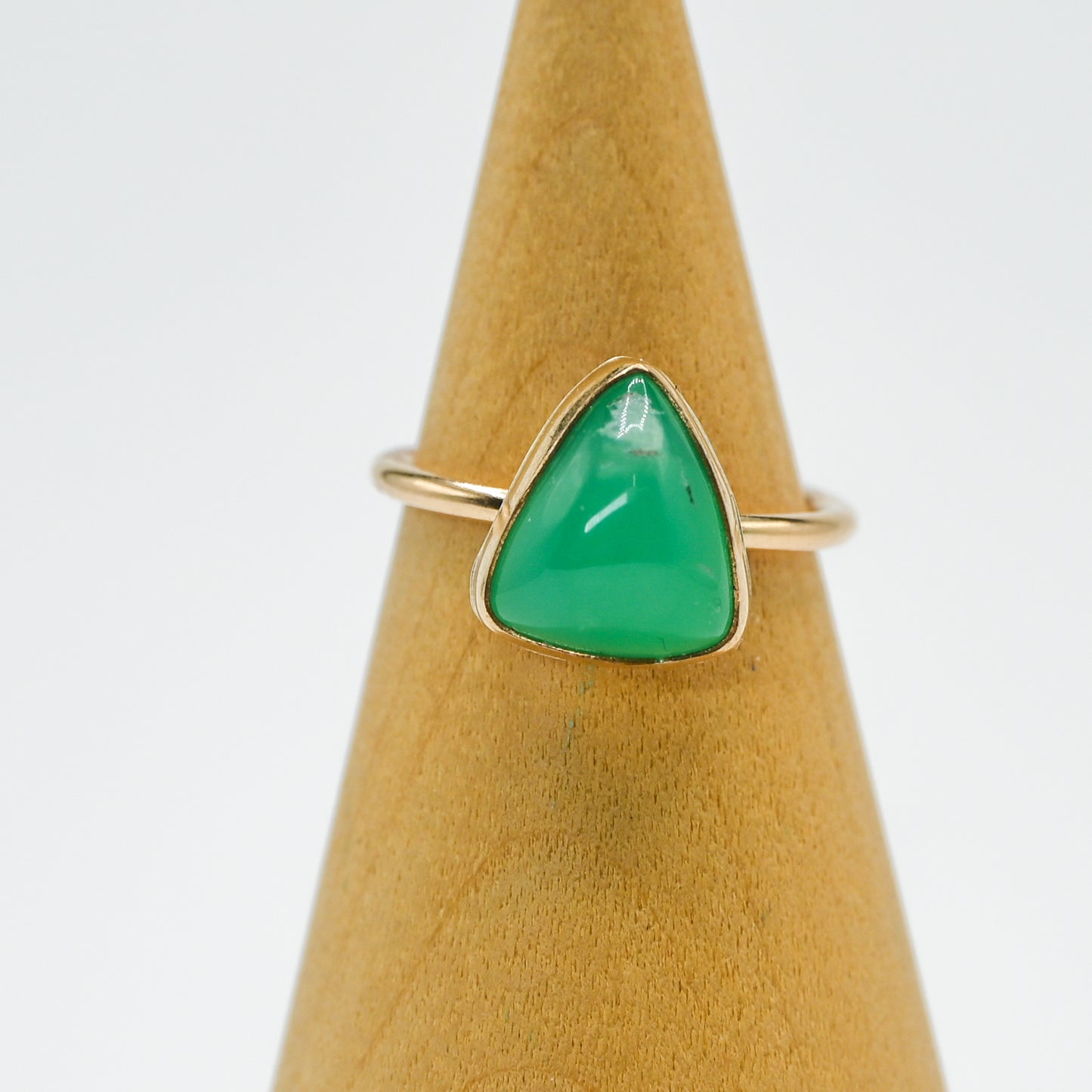 Gold fill glowy triangle chrysoprase size 7
