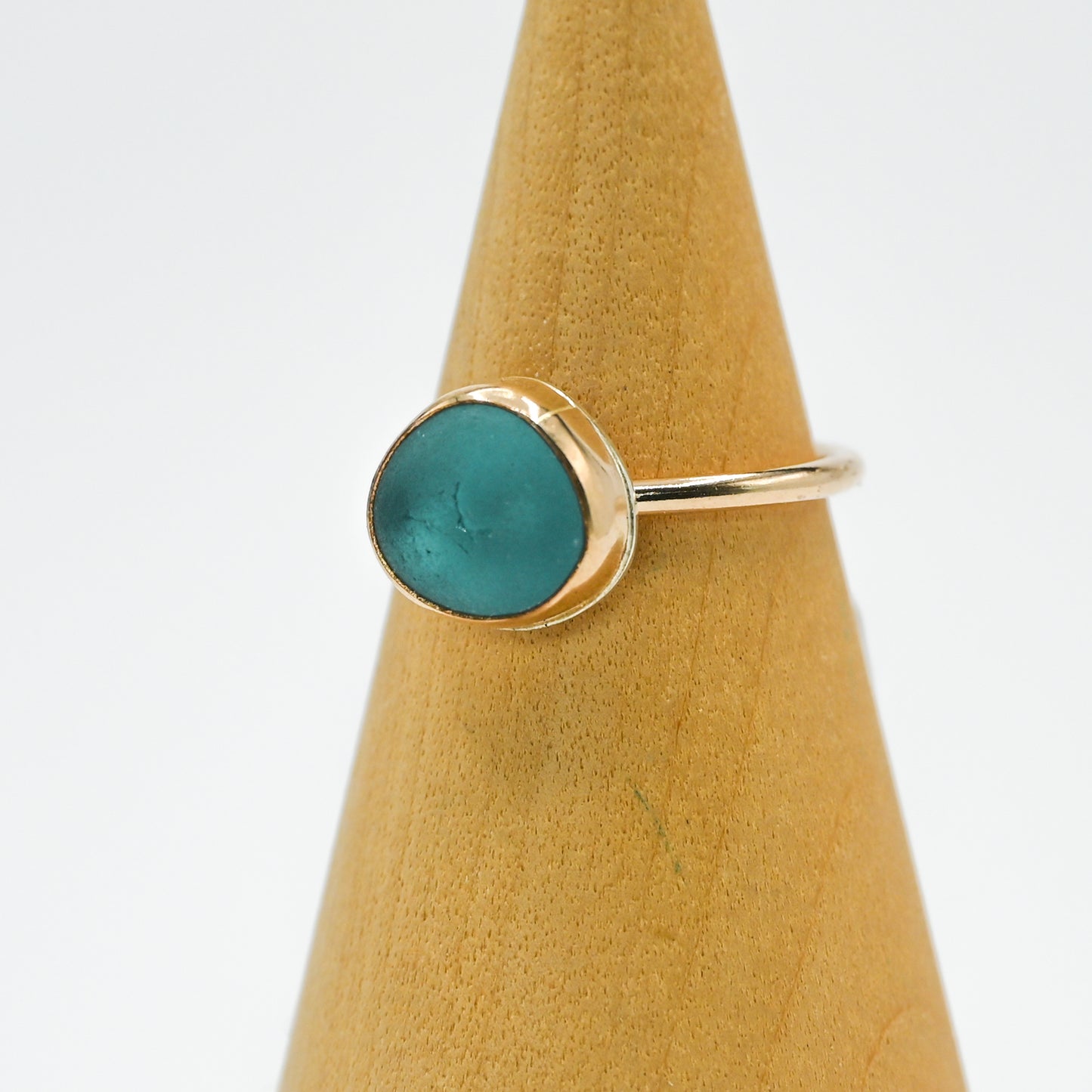 Gold fill aqua sea glass size 7.25