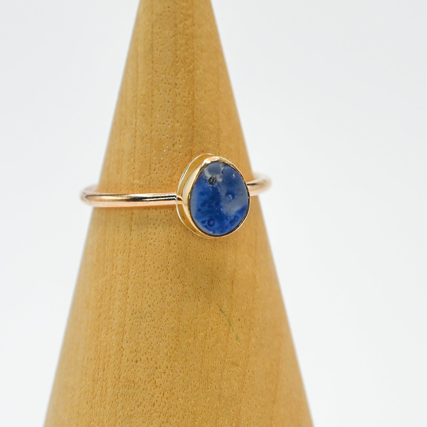 Gold fill multi sea glass blue and white size 7.25