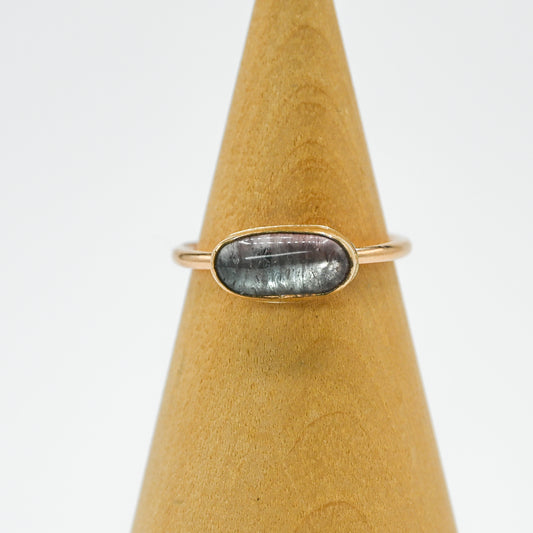 Gold fill horizontal bicolor watermelon tourmaline size 7.25