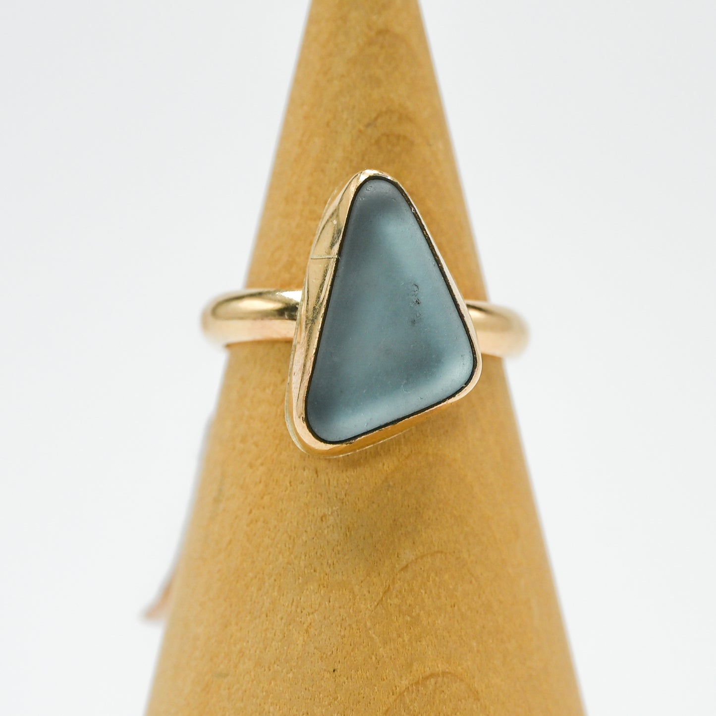 Gold fill ice blue sea glass size 7.5