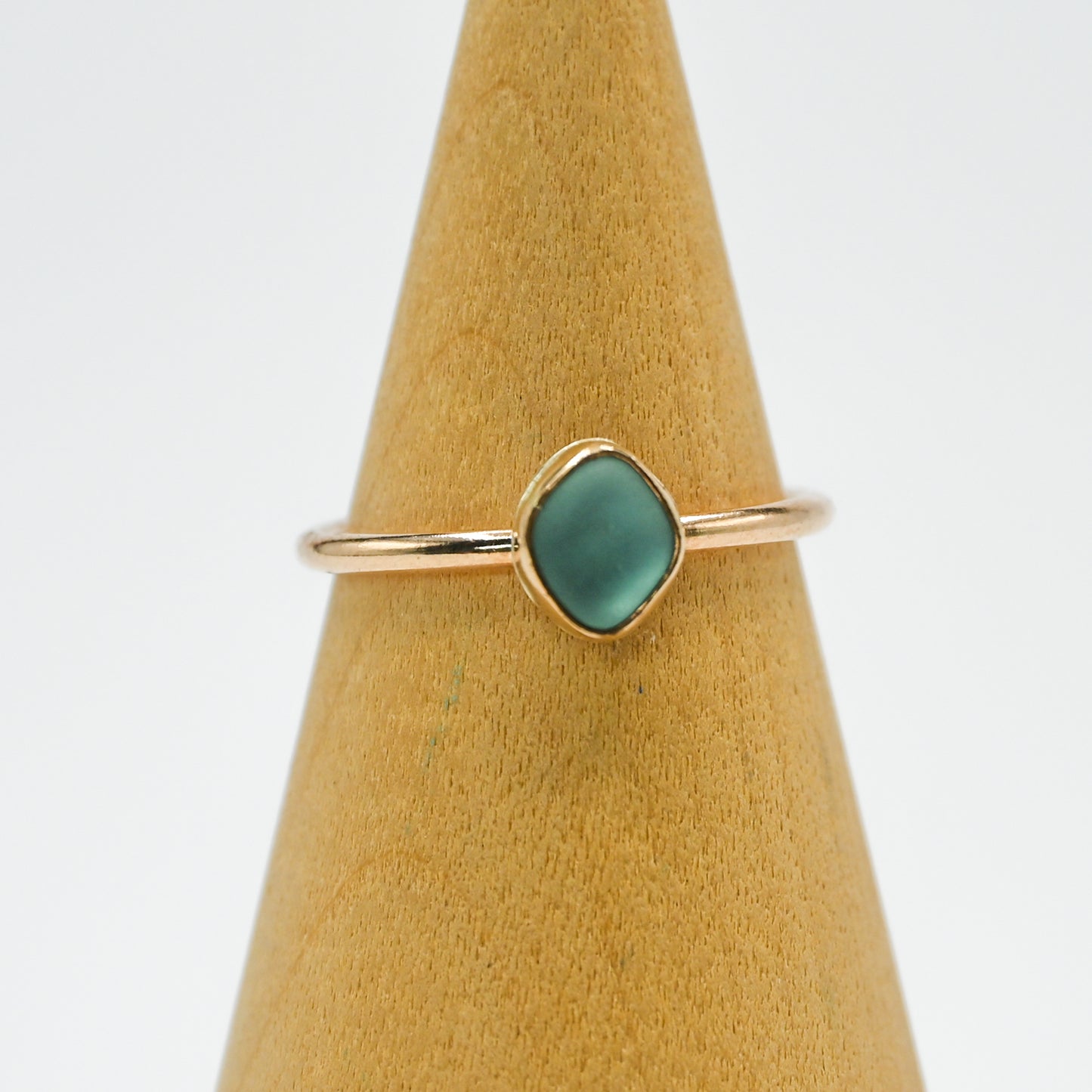 Gold fill aqua sea glass size 7.5