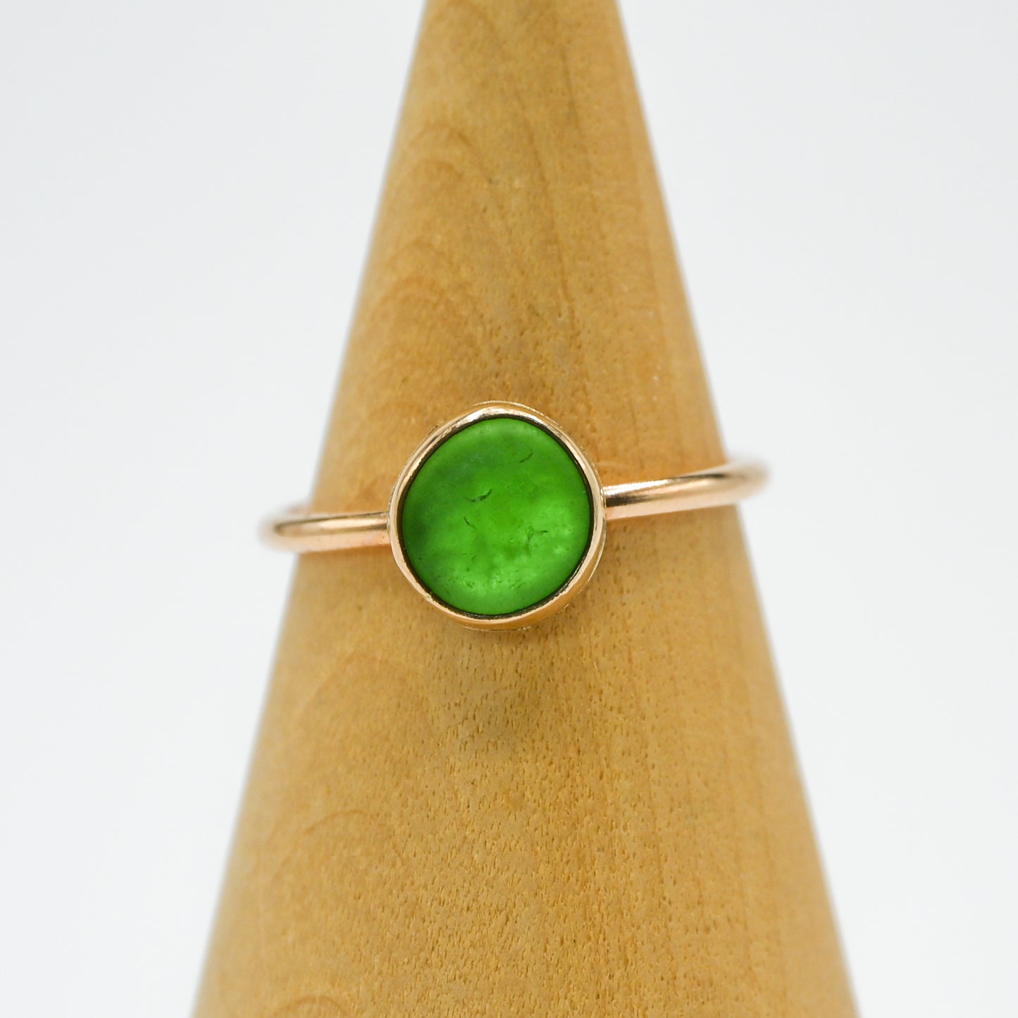 Gold fill green sea glass size 7.75