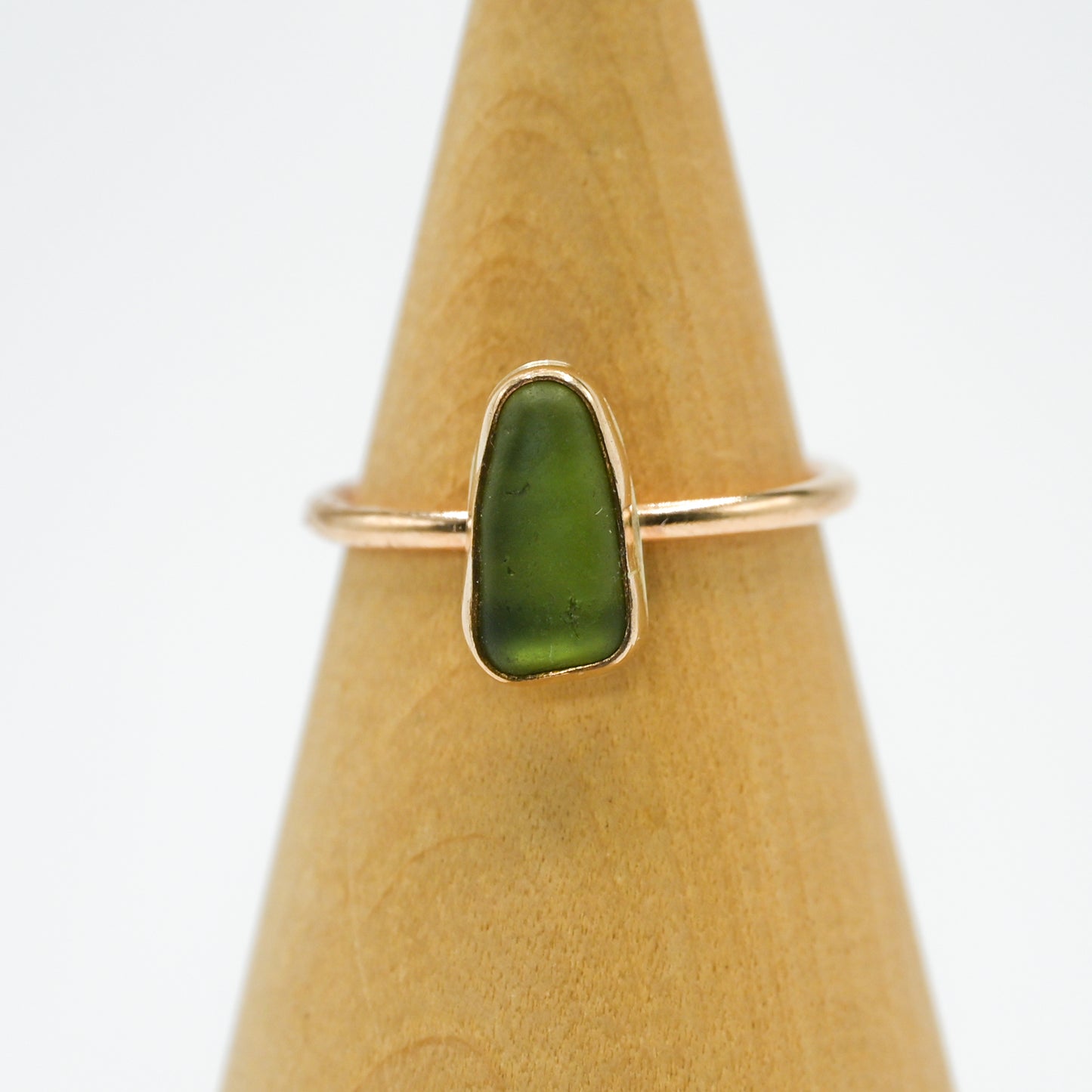 Gold fill olive sea glass size 7.75