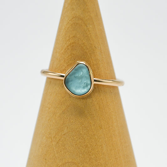 Gold fill aqua sea glass size 7.75