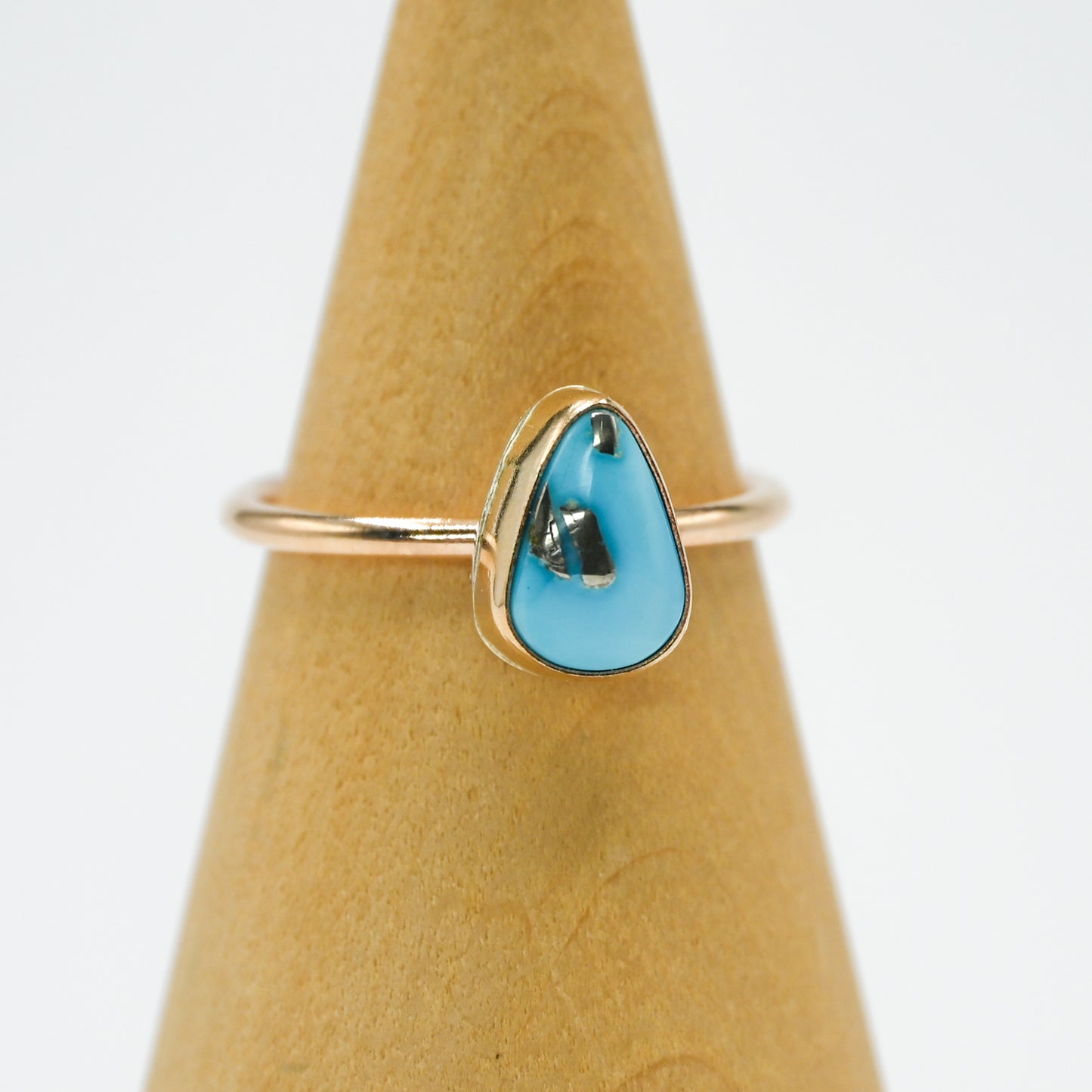 Gold fill sonoran gold turquoise with pyrite inclusion size 7.75