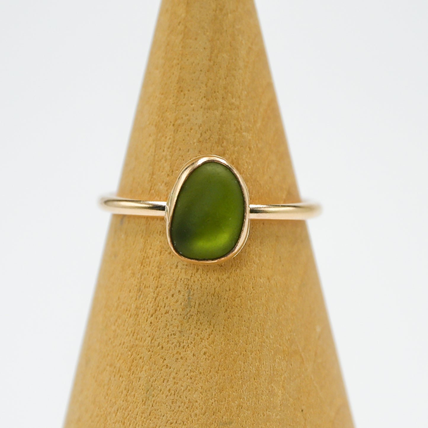 Gold fill olive sea glass size 8