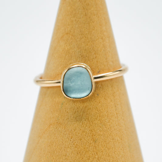Gold fill light aqua sea glass size 8.25
