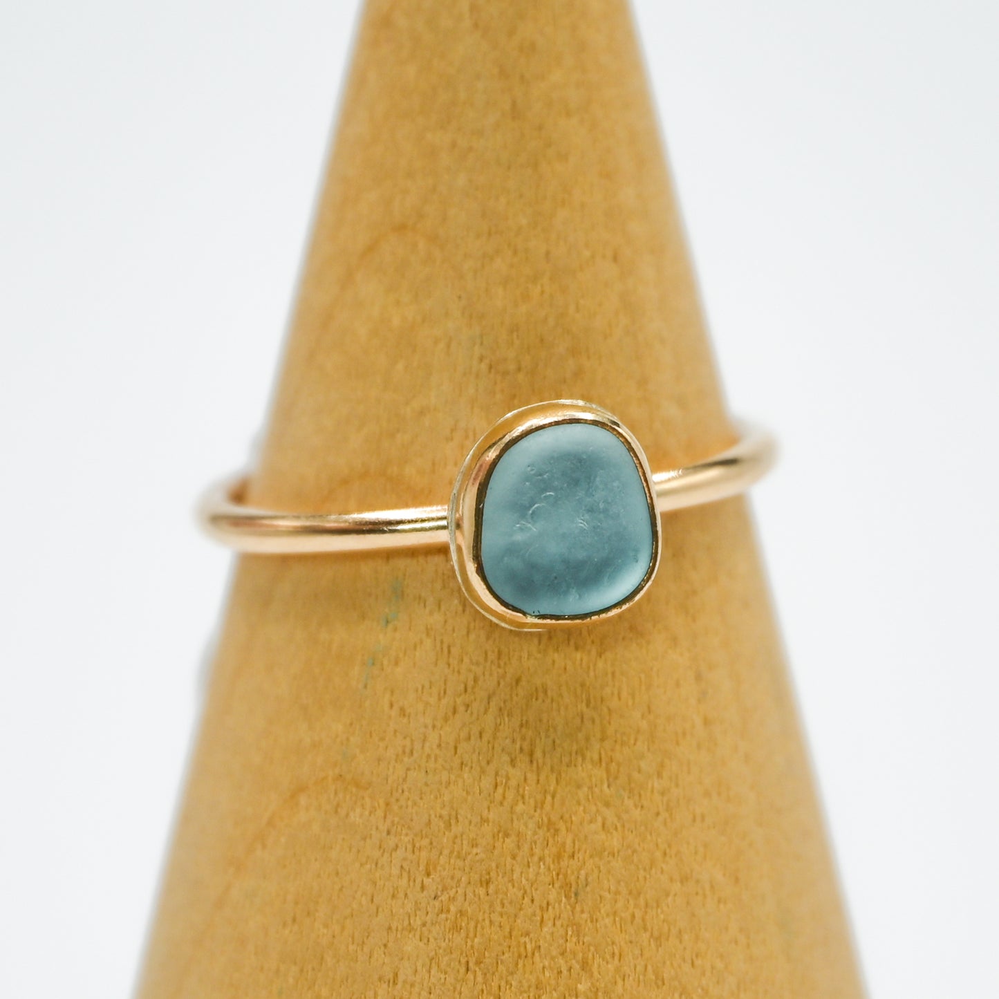 Gold fill light aqua sea glass size 8.25