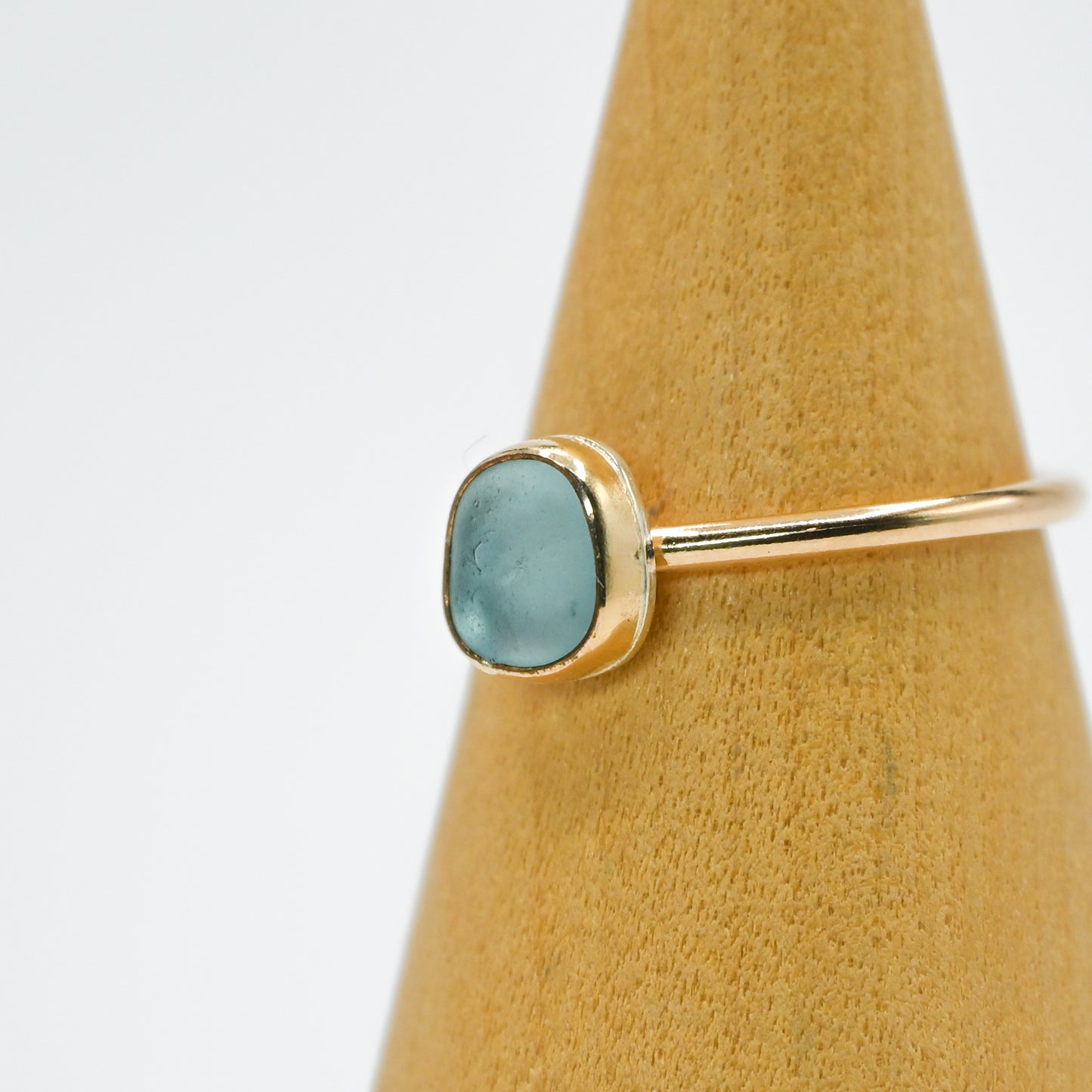 Gold fill light aqua sea glass size 8.25