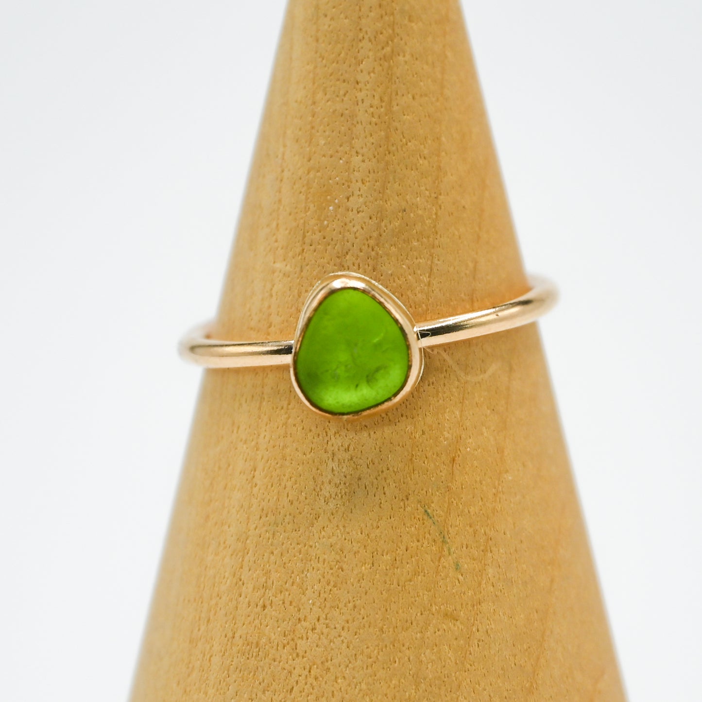 Gold fill lime green sea glass size 8.5