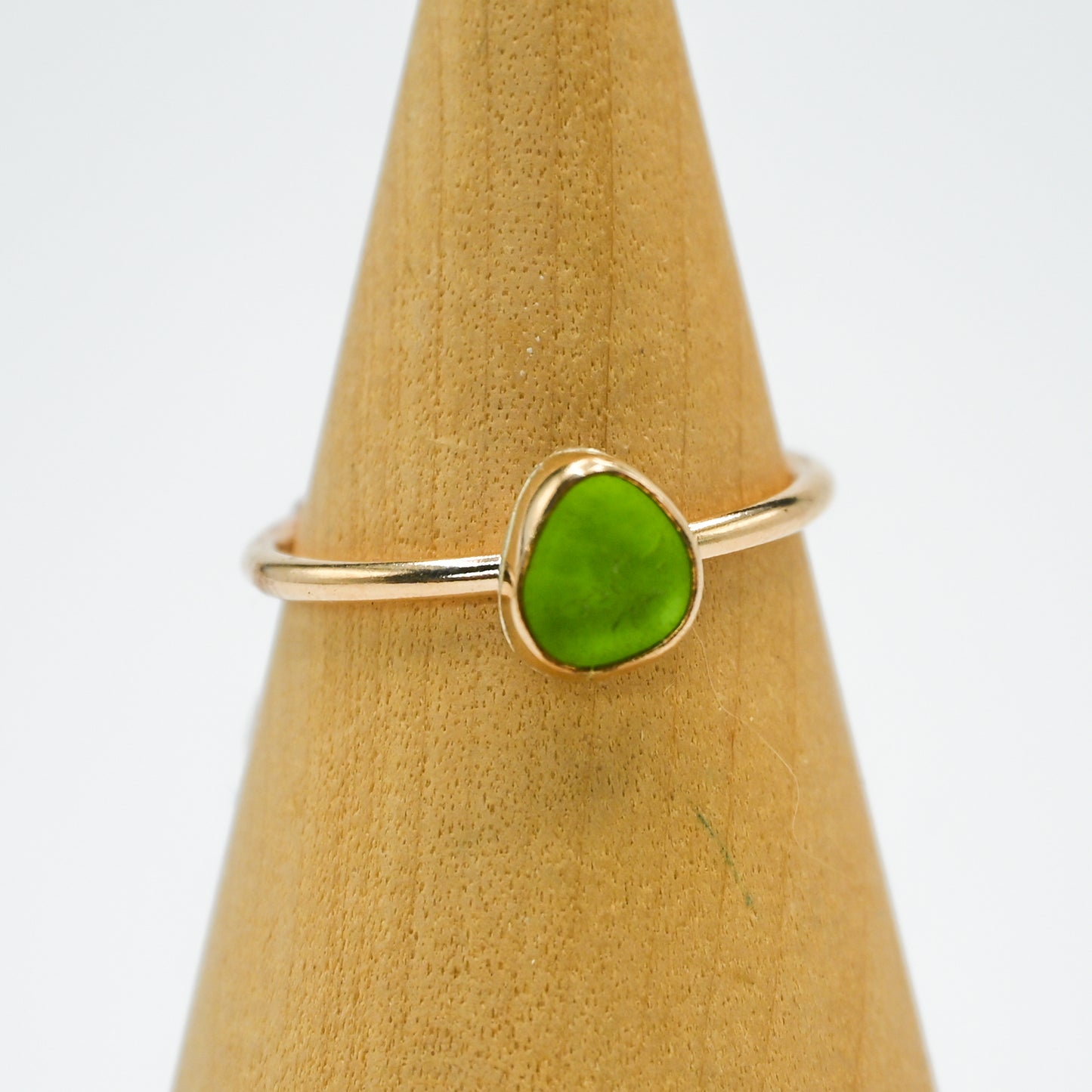 Gold fill lime green sea glass size 8.5