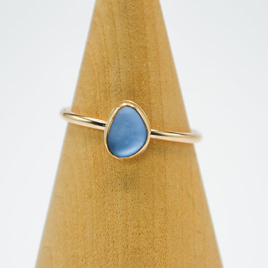 Gold fill cornflower sea glass size 8.5