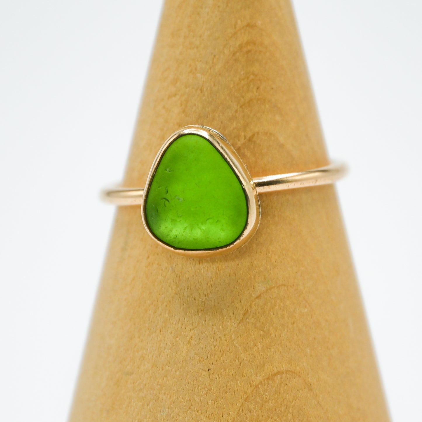 Gold fill lime green sea glass size 9.75