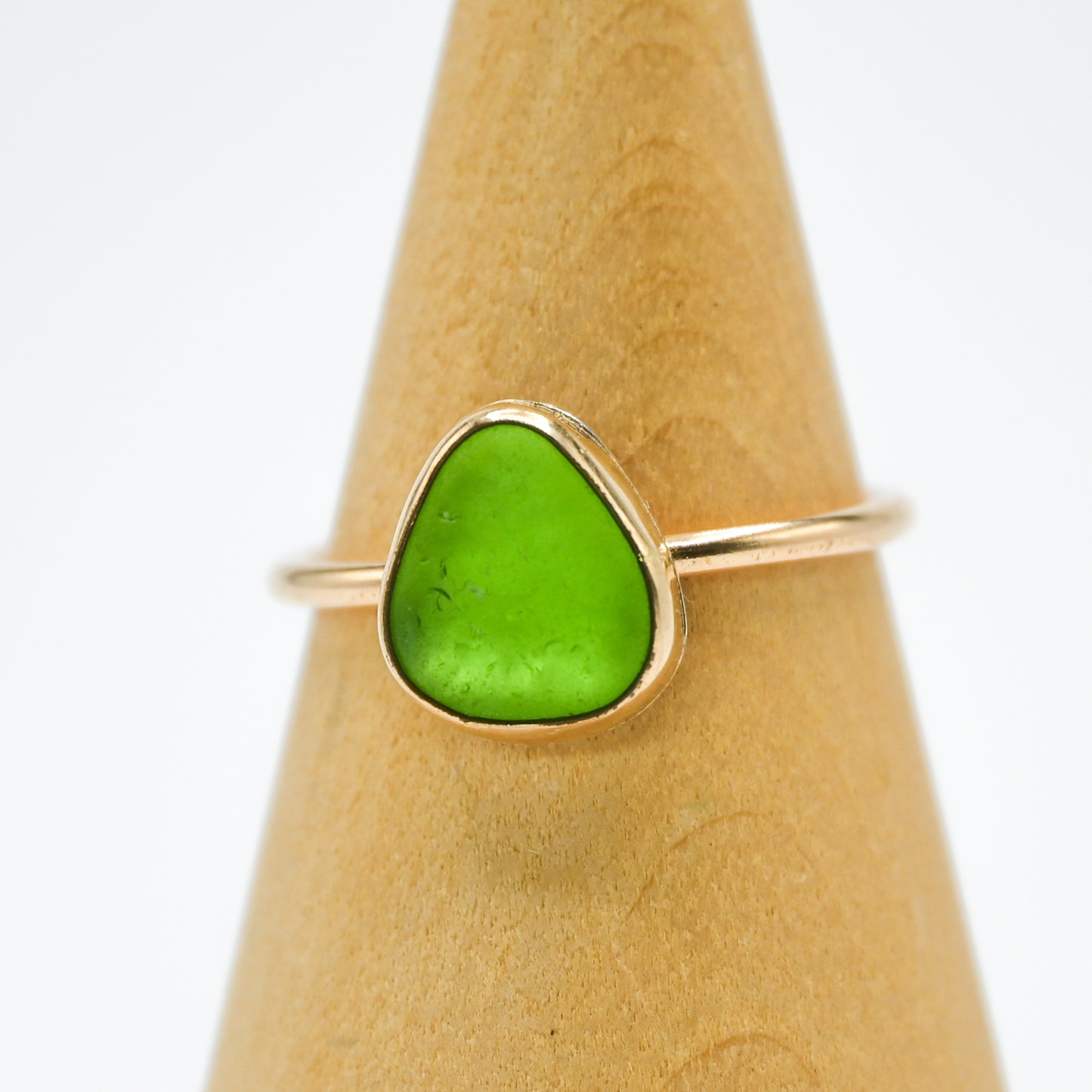 Gold fill lime green sea glass size 9.75