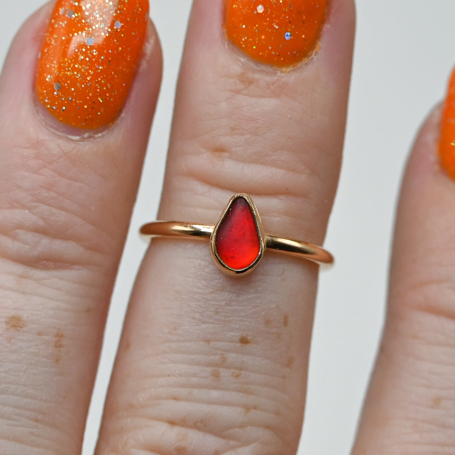 Gold fill red sea glass size 4.5