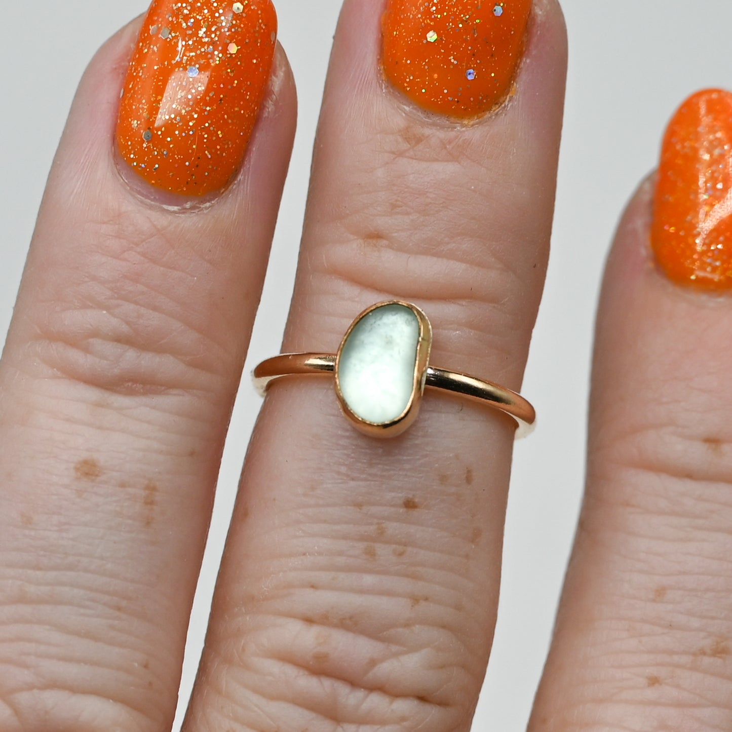 Gold fill sea foam sea glass size 5