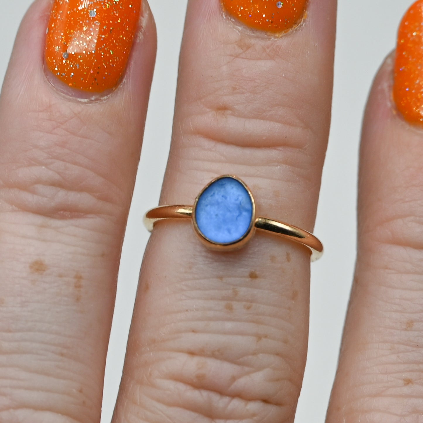 Gold fill dark cornflower/cobalt sea glass size 5